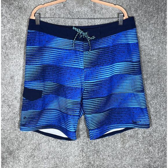 Nike Board Shorts‎ Mens Size 36 Blue Striped Pocket Stretch - Picture 1 of 10